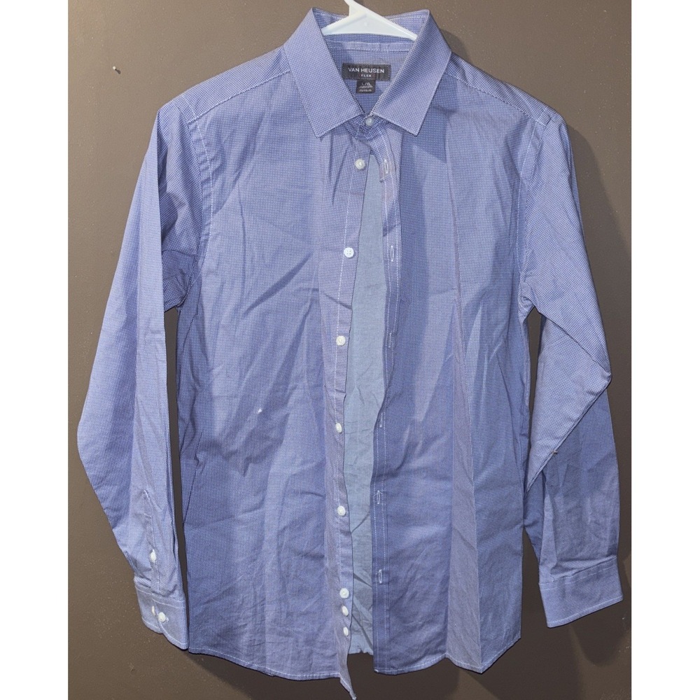 Van Heusen Flex Boys Mazarine Blue Dress Shirt Size Large 14/16